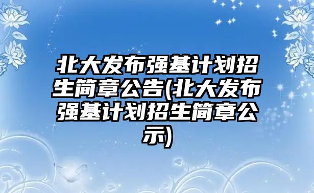 北大發(fā)布強基計劃招生簡章公告(北大發(fā)布強基計劃招生簡章公示)