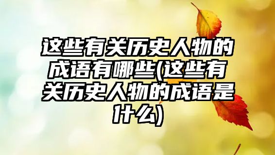 這些有關(guān)歷史人物的成語(yǔ)有哪些(這些有關(guān)歷史人物的成語(yǔ)是什么)