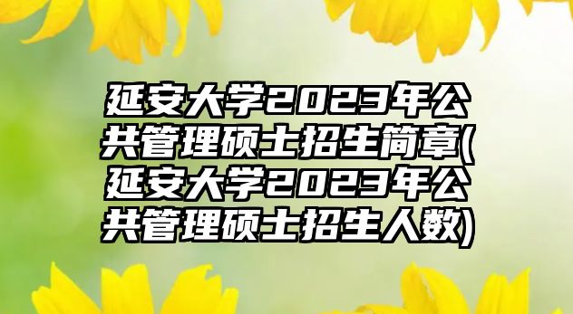 延安大學(xué)2023年公共管理碩士招生簡章(延安大學(xué)2023年公共管理碩士招生人數(shù))