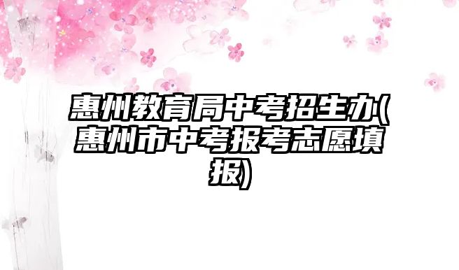 惠州教育局中考招生辦(惠州市中考報考志愿填報)