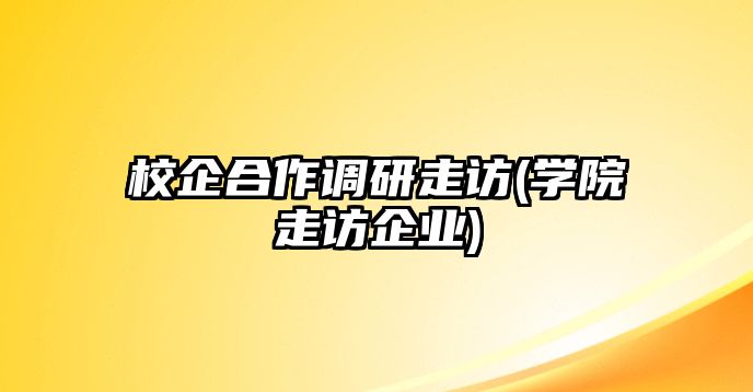 校企合作調(diào)研走訪(學(xué)院走訪企業(yè))