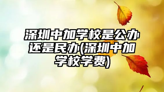 深圳中加學(xué)校是公辦還是民辦(深圳中加學(xué)校學(xué)費)