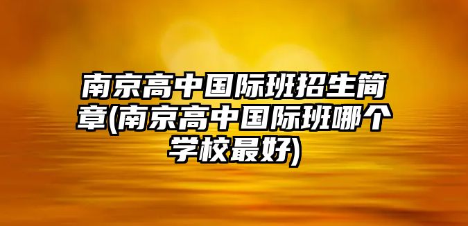 南京高中國際班招生簡章(南京高中國際班哪個學(xué)校最好)