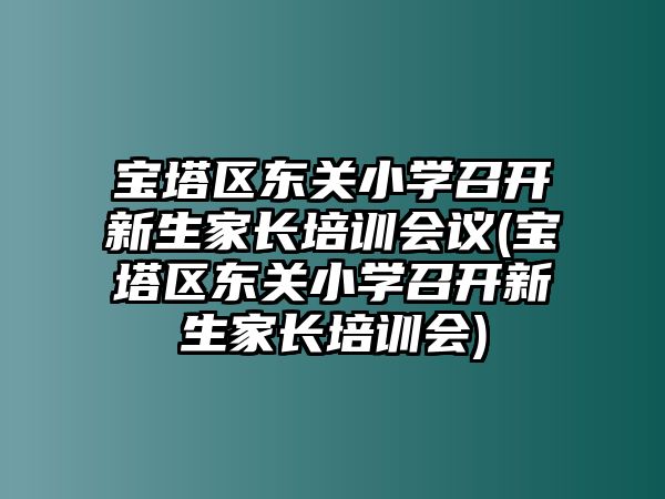 寶塔區(qū)東關(guān)小學(xué)召開新生家長(zhǎng)培訓(xùn)會(huì)議(寶塔區(qū)東關(guān)小學(xué)召開新生家長(zhǎng)培訓(xùn)會(huì))