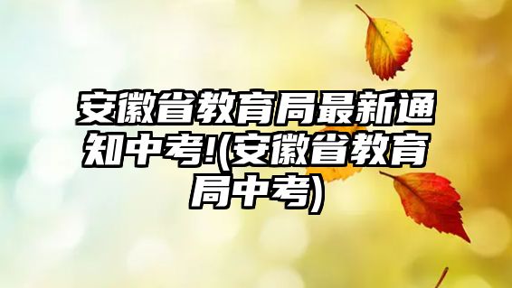 安徽省教育局最新通知中考!(安徽省教育局中考)