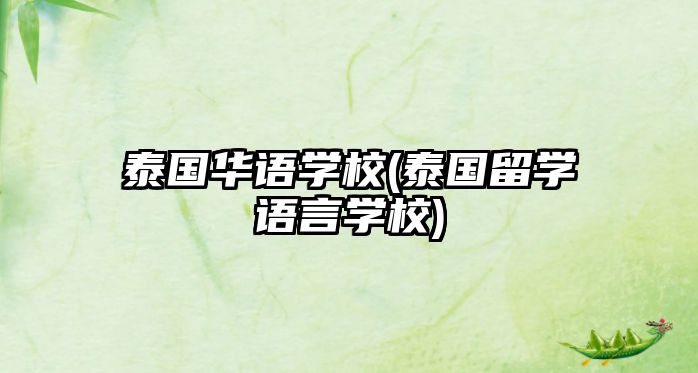 泰國華語學校(泰國留學語言學校)