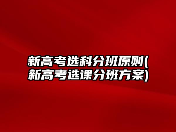 新高考選科分班原則(新高考選課分班方案)