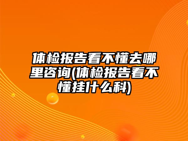 體檢報(bào)告看不懂去哪里咨詢(xún)(體檢報(bào)告看不懂掛什么科)