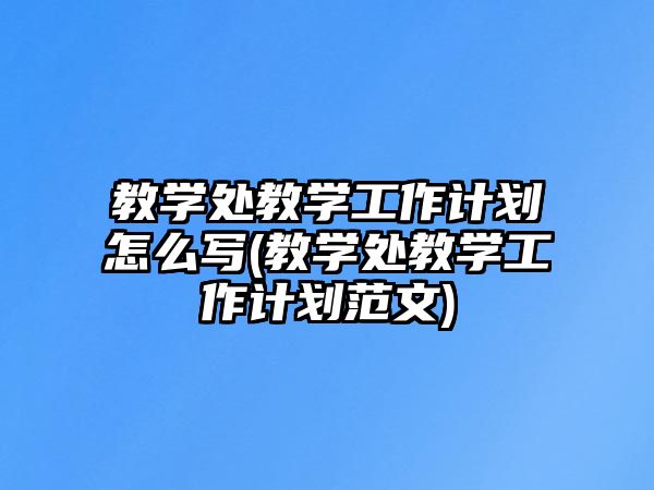 教學(xué)處教學(xué)工作計(jì)劃怎么寫(教學(xué)處教學(xué)工作計(jì)劃范文)