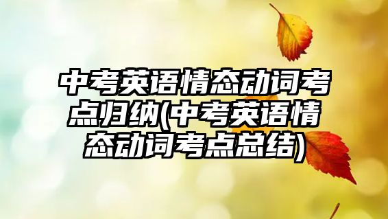 中考英語情態(tài)動詞考點歸納(中考英語情態(tài)動詞考點總結(jié))