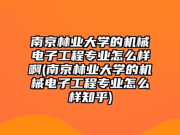 南京林業(yè)大學(xué)的機(jī)械電子工程專業(yè)怎么樣啊(南京林業(yè)大學(xué)的機(jī)械電子工程專業(yè)怎么樣知乎)