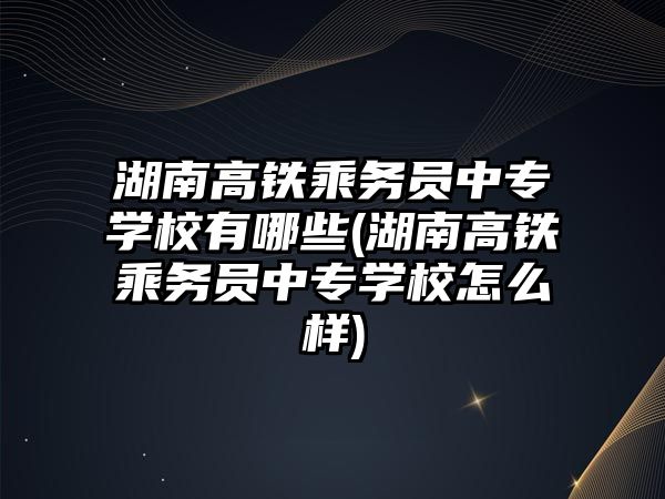 湖南高鐵乘務員中專學校有哪些(湖南高鐵乘務員中專學校怎么樣)