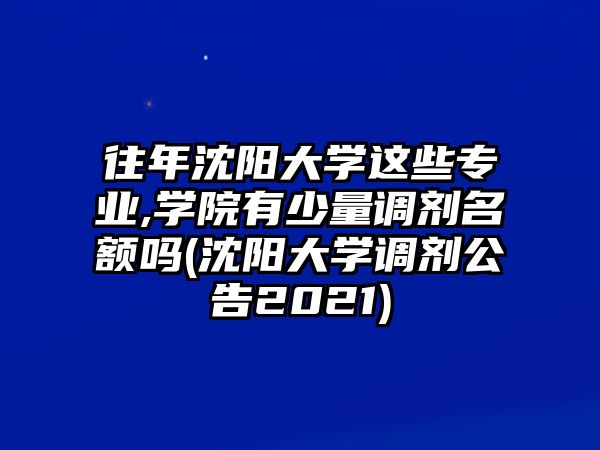 往年沈陽(yáng)大學(xué)這些專業(yè),學(xué)院有少量調(diào)劑名額嗎(沈陽(yáng)大學(xué)調(diào)劑公告2021)