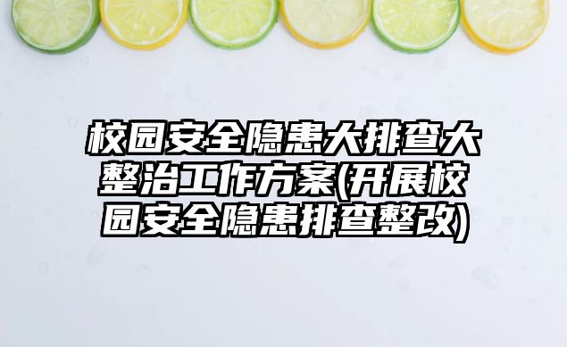 校園安全隱患大排查大整治工作方案(開(kāi)展校園安全隱患排查整改)