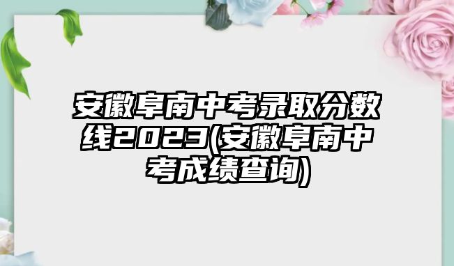 安徽阜南中考錄取分數(shù)線2023(安徽阜南中考成績查詢)