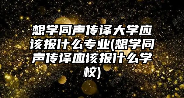 想學同聲傳譯大學應該報什么專業(yè)(想學同聲傳譯應該報什么學校)