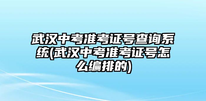 武漢中考準(zhǔn)考證號(hào)查詢(xún)系統(tǒng)(武漢中考準(zhǔn)考證號(hào)怎么編排的)