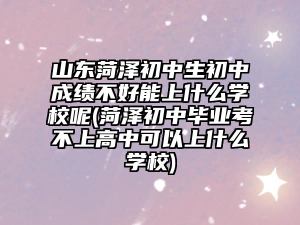 山東菏澤初中生初中成績(jī)不好能上什么學(xué)校呢(菏澤初中畢業(yè)考不上高中可以上什么學(xué)校)