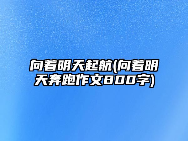 向著明天起航(向著明天奔跑作文800字)