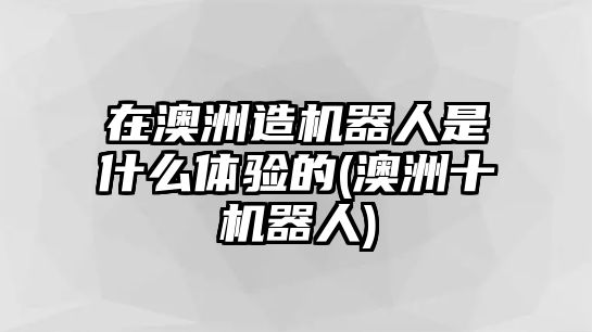 在澳洲造機器人是什么體驗的(澳洲十機器人)