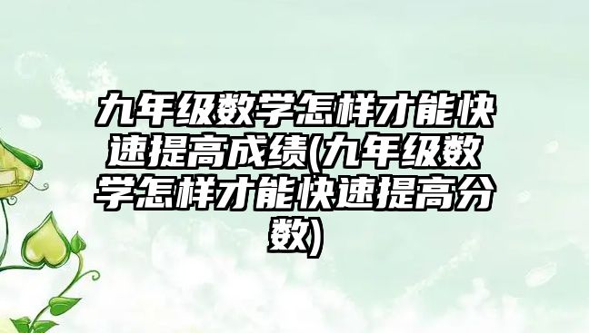 九年級數(shù)學怎樣才能快速提高成績(九年級數(shù)學怎樣才能快速提高分數(shù))