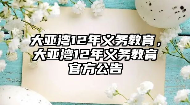 大亞灣12年義務(wù)教育，大亞灣12年義務(wù)教育官方公告