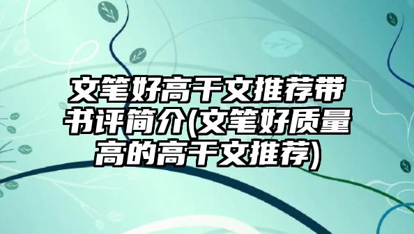 文筆好高干文推薦帶書(shū)評(píng)簡(jiǎn)介(文筆好質(zhì)量高的高干文推薦)