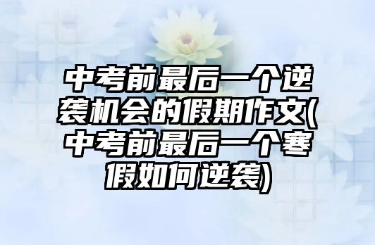 中考前最后一個逆襲機會的假期作文(中考前最后一個寒假如何逆襲)