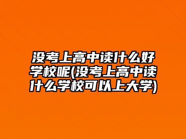 沒考上高中讀什么好學(xué)校呢(沒考上高中讀什么學(xué)?？梢陨洗髮W(xué))