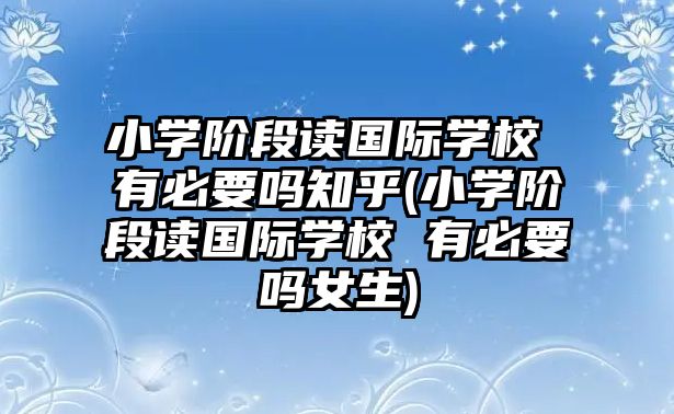 小學階段讀國際學校 有必要嗎知乎(小學階段讀國際學校 有必要嗎女生)