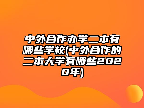 中外合作辦學(xué)二本有哪些學(xué)校(中外合作的二本大學(xué)有哪些2020年)