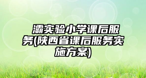 浐灞實驗小學(xué)課后服務(wù)(陜西省課后服務(wù)實施方案)