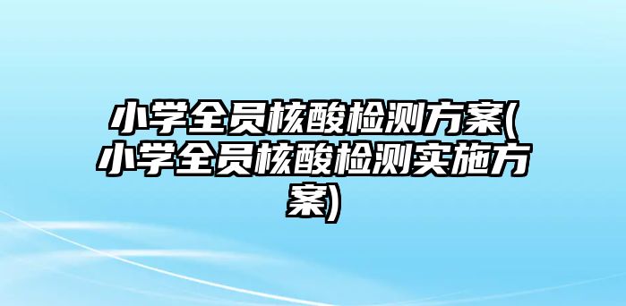 小學(xué)全員核酸檢測(cè)方案(小學(xué)全員核酸檢測(cè)實(shí)施方案)