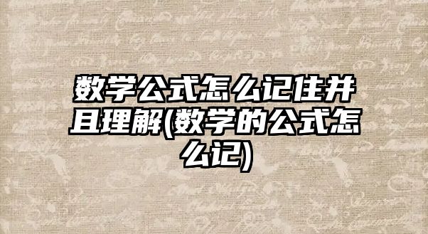 數(shù)學公式怎么記住并且理解(數(shù)學的公式怎么記)