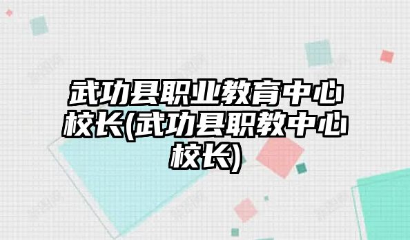 武功縣職業(yè)教育中心校長(zhǎng)(武功縣職教中心校長(zhǎng))