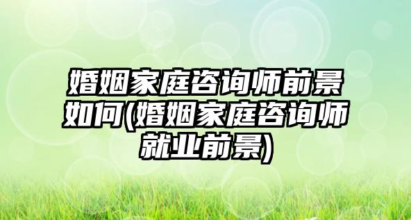 婚姻家庭咨詢師前景如何(婚姻家庭咨詢師就業(yè)前景)