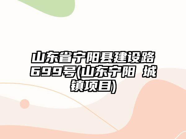 山東省寧陽縣建設(shè)路699號(山東寧陽堽城鎮(zhèn)項(xiàng)目)