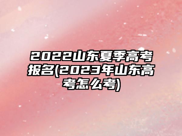 2022山東夏季高考報名(2023年山東高考怎么考)