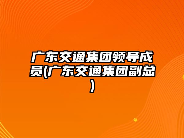 廣東交通集團領(lǐng)導成員(廣東交通集團副總)