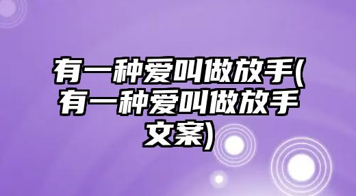 有一種愛(ài)叫做放手(有一種愛(ài)叫做放手文案)