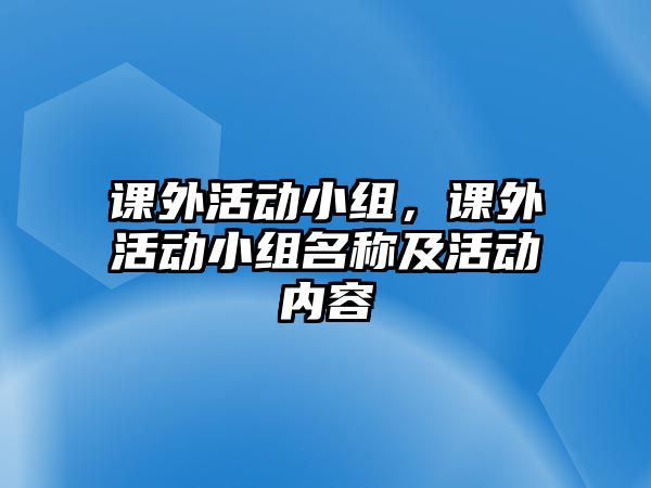 課外活動小組，課外活動小組名稱及活動內(nèi)容