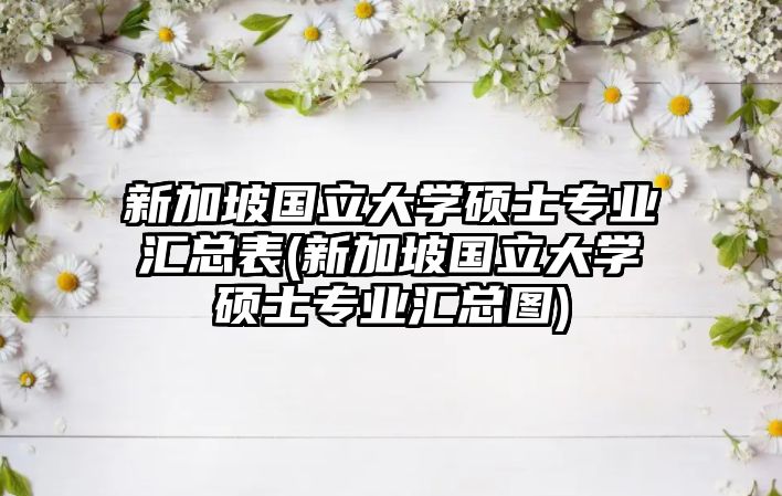 新加坡國(guó)立大學(xué)碩士專業(yè)匯總表(新加坡國(guó)立大學(xué)碩士專業(yè)匯總圖)