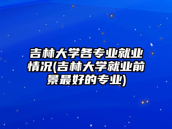 吉林大學(xué)各專業(yè)就業(yè)情況(吉林大學(xué)就業(yè)前景最好的專業(yè))