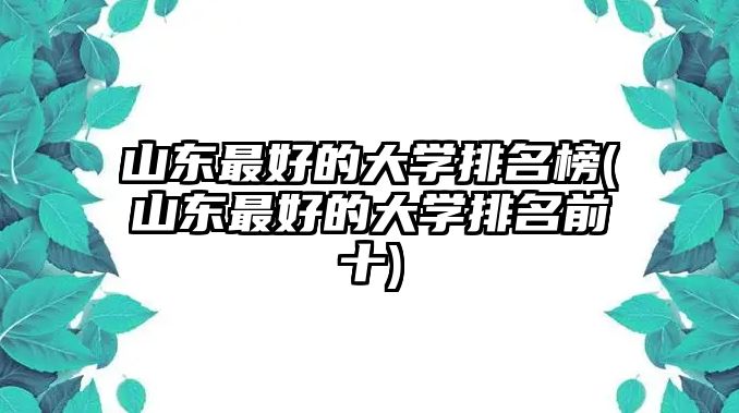 山東最好的大學(xué)排名榜(山東最好的大學(xué)排名前十)