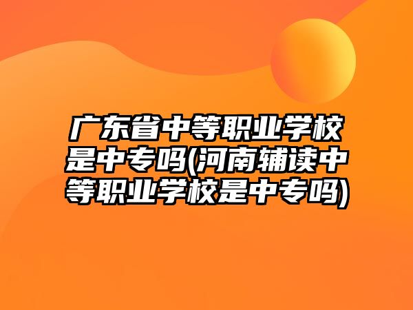 廣東省中等職業(yè)學(xué)校是中專嗎(河南輔讀中等職業(yè)學(xué)校是中專嗎)