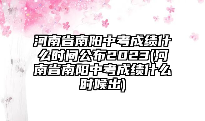 河南省南陽(yáng)中考成績(jī)什么時(shí)間公布2023(河南省南陽(yáng)中考成績(jī)什么時(shí)候出)