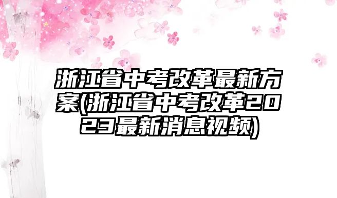 浙江省中考改革最新方案(浙江省中考改革2023最新消息視頻)