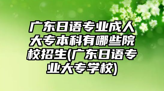 廣東日語(yǔ)專業(yè)成人大專本科有哪些院校招生(廣東日語(yǔ)專業(yè)大專學(xué)校)