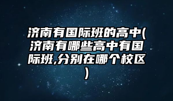 濟南有國際班的高中(濟南有哪些高中有國際班,分別在哪個校區(qū))