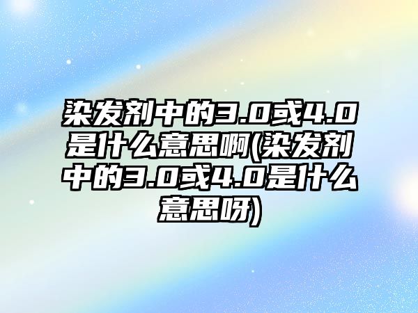 染發(fā)劑中的3.0或4.0是什么意思啊(染發(fā)劑中的3.0或4.0是什么意思呀)